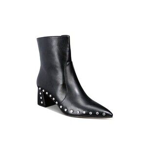 Vaila Womens 13 M Black Studded Diana Zip Up Block Heel Boots NIB RY6